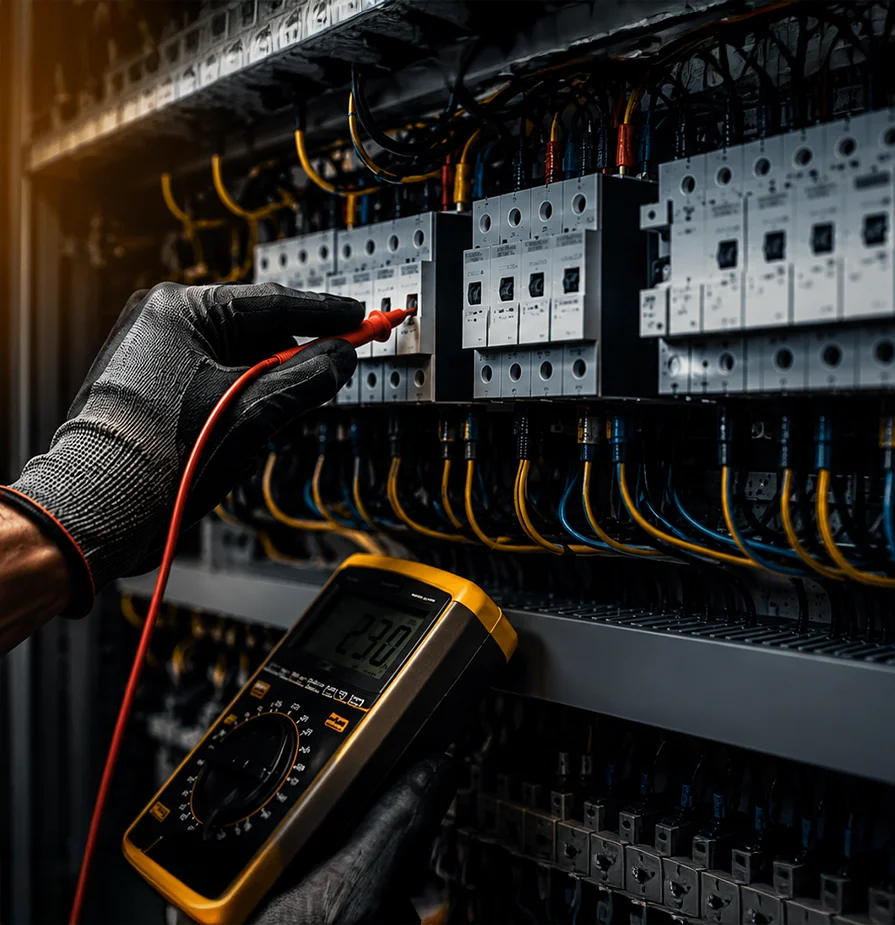 Elektrotechniker bei professionellen Elektroarbeiten