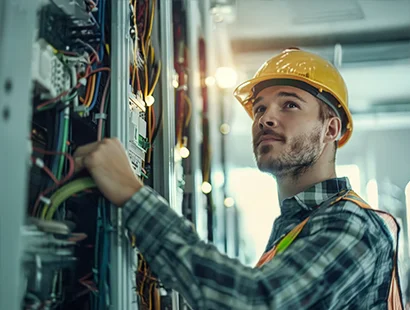 Elektriker bei einer professionellen Elektroinstallation in Dortmund